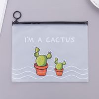 File Transparent Frosted Cactus Large Capacity Student Stationery Pencil Case sku image 3