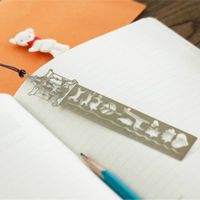 Simple Hollow Delicate Metal Bookmark With Scale Ruler Creative Multifunctional Exquisite Painting Icon Model Ruler main image 3