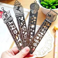 Simple Hollow Delicate Metal Bookmark With Scale Ruler Creative Multifunctional Exquisite Painting Icon Model Ruler main image 1