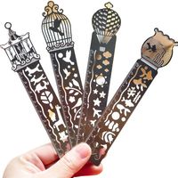 Simple Hollow Delicate Metal Bookmark With Scale Ruler Creative Multifunctional Exquisite Painting Icon Model Ruler main image 2