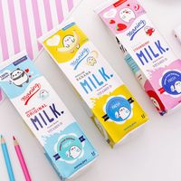 Cartoon Niedliche Milch Muster Mädchen Einfache Große Kapazität Schreibwaren Tasche main image 4