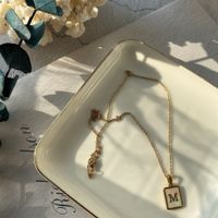 Fashion Letter Titanium Steel Pendant Necklace Metal Inlay Shell Stainless Steel Necklaces sku image 1
