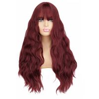 Fashion Wine Red High Temperature Wire Bangs Long Curly Hair Wigs main image 5