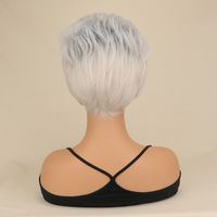 European And American Fashion Foreign Trade Women's Silver White Short Hair Upturned Short Curly Hair Face Side Bangs Foreign Trade Cos Wig main image 5