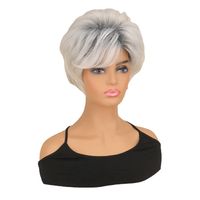 European And American Fashion Foreign Trade Women's Silver White Short Hair Upturned Short Curly Hair Face Side Bangs Foreign Trade Cos Wig main image 4