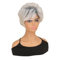 Moda Europea Y Americana De Comercio Exterior Para Mujer, Pelo Corto Blanco Plateado, Pelo Corto Rizado, Cara Lateral, Flequillo, Comercio Exterior, Peluca Cos main image 4