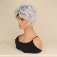 European And American Fashion Foreign Trade Women's Silver White Short Hair Upturned Short Curly Hair Face Side Bangs Foreign Trade Cos Wig main image 3