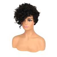 Peluca Europea Y Americana Para Mujer Peluca Negra De Pelo Rizado Corto De Fibra Química De Fábrica En Stock Venta Al Por Mayor main image 3