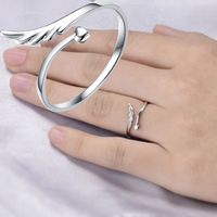 Fashion Angel Wings Heart Shape Alloy Plating Open Ring 1 Piece main image 1