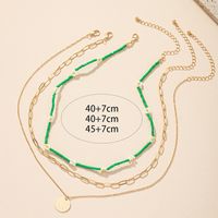 Fashion Flower Alloy Plastic Beaded Layered Necklace 3 Pieces main image 8
