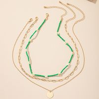 Fashion Flower Alloy Plastic Beaded Layered Necklace 3 Pieces main image 7