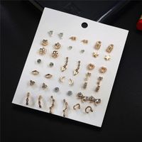 12 Pairs Of Greek Mythology Love Earrings Simple Sweet Round Pattern White Jade Diamond Mini Set  Wholesale Nihaojewelry sku image 39