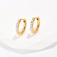 Fashion Circle Steel Hoop Earrings Plating Inlaid Zircon Stainless Steel Earrings sku image 1