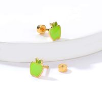 Fashion Apple Stainless Steel Ear Studs sku image 4