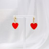 Classic Style Heart Shape Copper Drop Earrings Zircon Copper Earrings main image 3