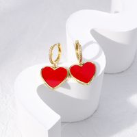 Classic Style Heart Shape Copper Drop Earrings Zircon Copper Earrings main image 4
