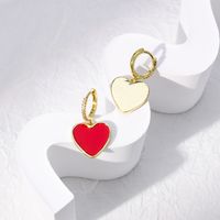 Classic Style Heart Shape Copper Drop Earrings Zircon Copper Earrings main image 2
