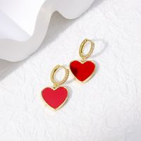 Classic Style Heart Shape Copper Drop Earrings Zircon Copper Earrings main image 1