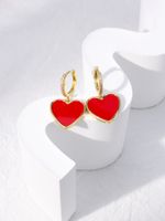 Classic Style Heart Shape Copper Drop Earrings Zircon Copper Earrings sku image 1