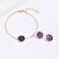 Tropical Square Copper Plating Zircon Bracelets Earrings sku image 1