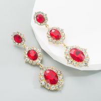 Fashion Geometric Alloy Inlay Artificial Gemstones Rhinestone Drop Earrings main image 5