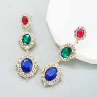 Fashion Geometric Alloy Inlay Artificial Gemstones Rhinestone Drop Earrings main image 4
