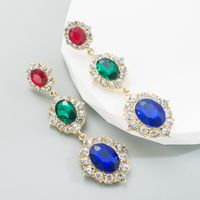 Fashion Geometric Alloy Inlay Artificial Gemstones Rhinestone Drop Earrings sku image 2