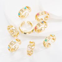 Fashion Heart Shape Copper Open Ring Hollow Out Zircon Copper Rings main image 1