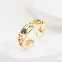 Fashion Heart Shape Copper Open Ring Hollow Out Zircon Copper Rings sku image 4