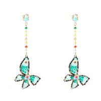 Fashion Butterfly Alloy Inlay Artificial Rhinestones Drop Earrings main image 4