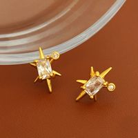 Retro Star Copper Earrings Plating Zircon Copper Earrings sku image 2