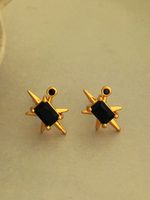 Retro Star Copper Earrings Plating Zircon Copper Earrings sku image 3