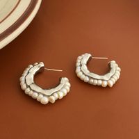 Fashion Geometric Copper Earrings Plating Artificial Pearls Copper Earrings sku image 1