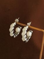 Fashion C Shape Plating Copper Artificial Pearls Earrings main image 2