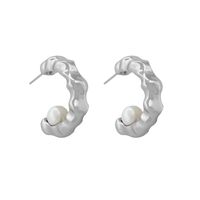 Fashion C Shape Plating Copper Artificial Pearls Earrings main image 3