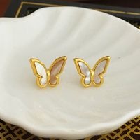 Fashion Butterfly Copper Earrings Plating Shell Copper Earrings sku image 1