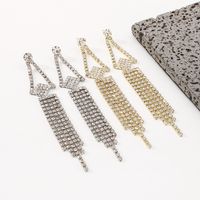 Fashion Geometric Metal Tassel Rhinestone Drop Earrings main image 5
