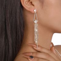 Fashion Geometric Metal Tassel Rhinestone Drop Earrings main image 2