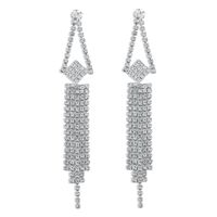 Fashion Geometric Metal Tassel Rhinestone Drop Earrings sku image 2