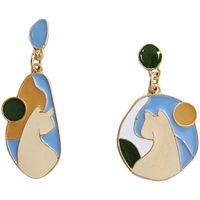 Mignon Chat Alliage Placage Des Boucles D'oreilles main image 2