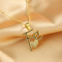 Simple Style Letter Copper Rhinestones Necklace In Bulk main image 4