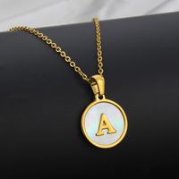 Titanium Steel 18K Gold Plated Simple Style Plating Inlaid Shell Letter Necklace sku image 10