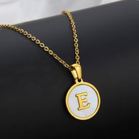Titanium Steel 18K Gold Plated Simple Style Plating Inlaid Shell Letter Necklace sku image 25