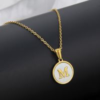 Titanium Steel 18K Gold Plated Simple Style Plating Inlaid Shell Letter Necklace sku image 39