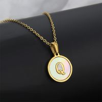 Titanium Steel 18K Gold Plated Simple Style Plating Inlaid Shell Letter Necklace sku image 18
