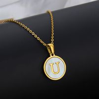 Titan Stahl 18 Karat Vergoldet Einfacher Stil Überzug Eingelegte Schale Brief Halskette sku image 22