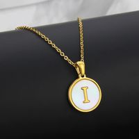 Titanium Steel 18K Gold Plated Simple Style Plating Inlaid Shell Letter Necklace sku image 33