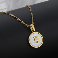 Titanium Steel 18K Gold Plated Simple Style Plating Inlaid Shell Letter Necklace sku image 35