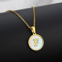 Titanium Steel 18K Gold Plated Simple Style Plating Inlaid Shell Letter Necklace sku image 27
