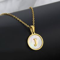 Titanium Steel 18K Gold Plated Simple Style Plating Inlaid Shell Letter Necklace sku image 29